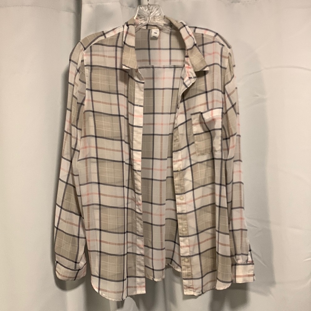 Sheer plaid button up